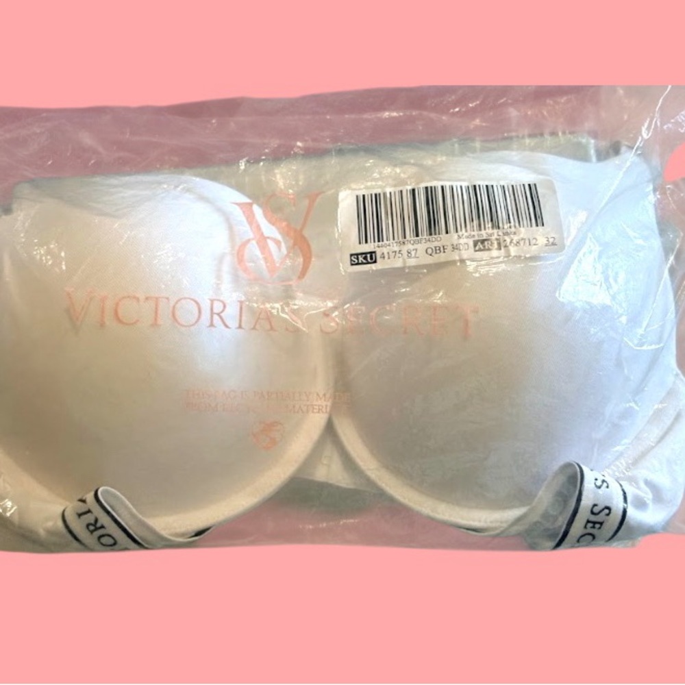 Victoria's Secret White Molded T-Shirt Bra with Branded Straps 32DD